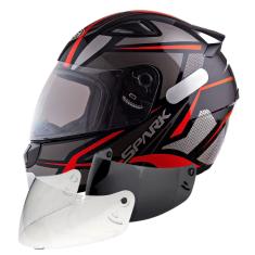 Capacete Masculino Ebf Spider Vermelho Mais Viseira Cristal e Fumê