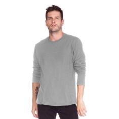 Camiseta Masculina Básica Manga Longa Comfort Cinza-Masculino