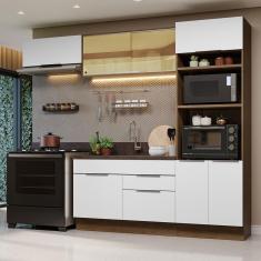 Armário de Cozinha Completa Stella 7 Portas 2 Gavetas MDF 270cm Rustic-branco Texturizado