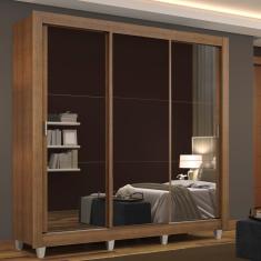 Guarda Roupa Mônaco Casal 3 Portas Correr Espelho Pés Madesa