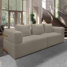 Sofá Bipartido 4 Lugares com Almofadas Soltas 260cm Nuuk Linho Avelã G63 - Gran Belo