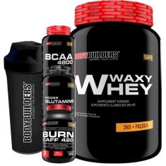 Kit Whey Protein Waxy Whey - 2kg Bau + Cafeína + BCAA 250 Cáps + Gluta
