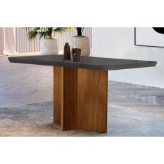 Mesa p/ Cozinha Berlim c/ Tampo 120x80cm Madeirado Vidro Canto Curvo - Imbuia/Grafite - Rufato