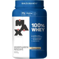 Whey 100% Max Titanium Pote 900g Suplemento Whey Max Titanium, COOKIES
