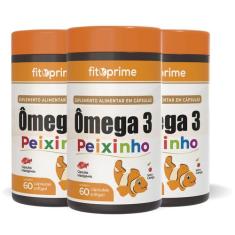 Kit 3 Ômega 3 Peixinho Mastigável Sabor Cereja 60 Cápsulas - Fitoprime