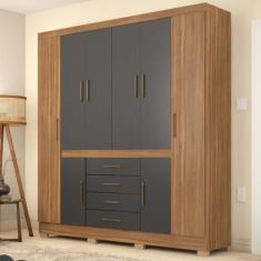 Guarda Roupa Casal 8 Portas e 4 Gavetas New Realce - Demóbile, Amêndol