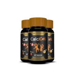 3X Calcio Kids 60Caps Mastigavel Sabor Morango Hf Suplements