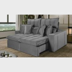 Sofá 3 Lugares Retrátil e Reclinável México Veludo com Molas Ensacadas