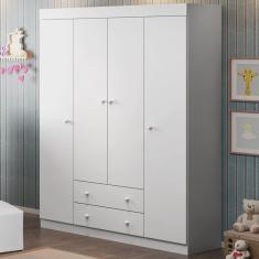 Guarda Roupa Infantil 4 Portas 2 Gavetas Elisa Phoenix Baby