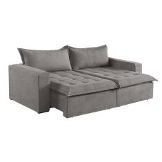 Sofá 5 Lugares Retrátil E Reclinável Linho M-184 Martins Cinza