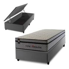 Conjunto Box Baú Cinza Preston Cinza 88x188x78 c/Molas Ensacadas