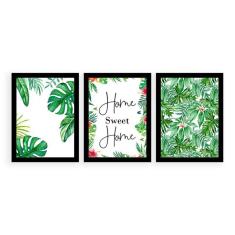 Kit 3 Quadros Decorativos 27x36cm cada Home Sweet Home