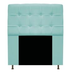 Cabeceira Estofada Mel 90 cm Solteiro Com Botonê Suede Azul Tiffany - 
