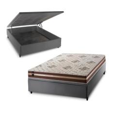 Conjunto Box Baú Chicago Marrom 138x188x64 Espuma D33 - King House