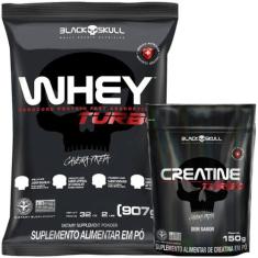Kit Whey e Creatina: Whey Turbo Bklack Skull 900g + Creatina Turbo Bla