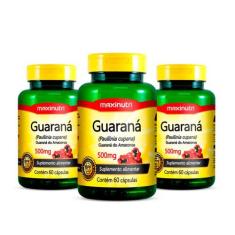 Kit 03 Guaraná 500mg com 60 Capsulas Maxinutri
