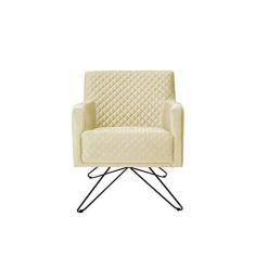 Poltrona Decorativa Nagoya Base Orby Corano Bege - Gran Belo