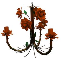 Lustre de Ferro com Flores Artesanal Fabricação Própria para Sala