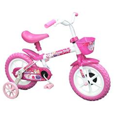 Bicicleta Arco Iris Infantil Aro 12 Branco e Rosa com Cestinha, Track Bikes