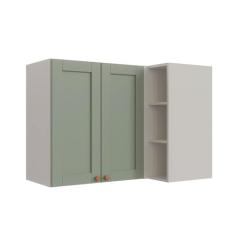 Armário Aéreo de Canto Reto 2 Portas 3 Nichos Arizona Cabecasa Madeiramadeira Branco/menta