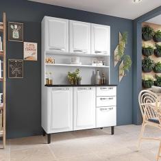 Cozinha Compacta em Aço 120cm 6 Portas 2 Gavetas Pratika Branco