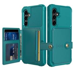 Capa carteira de couro para cartões magnéticos para Samsung Galaxy S23 S24 Ultra S22 Plus S21 FE A14 A54 A34 A24 Bolsa de bolso, verde, para Samsung A34 5G