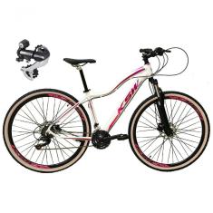 Bicicleta Aro 29 Ksw Mwza 24v Câmbio Shimano Acera K7 Garfo Trava Freio A Disco - Branco/pink/violeta Tam.15