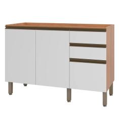 Balcão Gabinete Bárbara 1200mm Para Pia 2 Portas Freijó E Branco