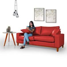 Sofá Living Istambul em Material Sintético - Essencial Estofados, Verm