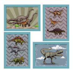 Quadro Infantil Dinossauro Jurassic 22x32cm Mold Azul 4un - Quartinhos