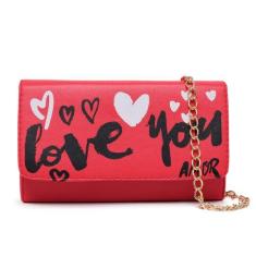 Bolsa Feminina Clutch Pequena Flat Estampa Love Exclusiva - CM Shoes, 
