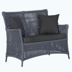 1 Sofá Área Externa Igapó Alumínio Pintura Marrom Corda Náutica Estofa