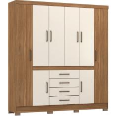 Guarda Roupa Casal Demóbile New Realce 8 portas 04 gavetas com pés Amendola Touch OFF White 140