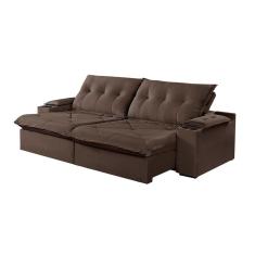 Sofá 3 Lugares Retrátil e Reclinável Martins M-163 Com Acessórios Veludo