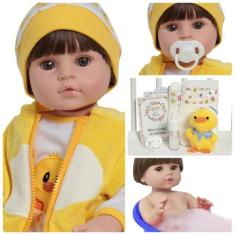 Boneco Reborn Bebê Patinho Com Pelúcia Vários Itens Fofo - Cegonha Reb