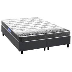 Cama Box Queen: Colchão Espuma Probel Guarda Costas Resistente + Base Crc Courano Gray(158X198)