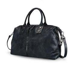 LETEULO Bolsa tiracolo feminina de couro com alça superior e bolsa vintage, Preto