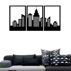 Quadro Decorativo Cidade 3mm Vazado - Mdf - Decoarts, Preto