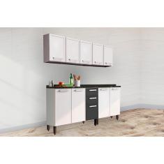 Cozinha Modulada Completa Gourmet 4 Peças (2 Armários + 2 Balcões) C4P68 Branco/Preto - Bertolini