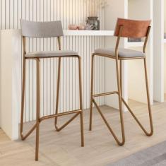 Kit 2 Banquetas Altas Cozinha Balcão 1747 Carraro Rose