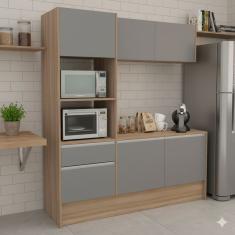 Cozinha Compacta Politorno Mov Evora 6 Portas 1 Gaveta 2 Nichos MDP - 182cm de Largura