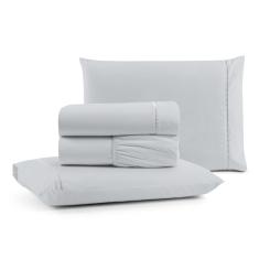 Jogo de Lençol Queen Mirante 100% Algodão 4 Peças - Cinza