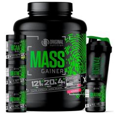 Kit Mass Gainer 1800g + BCAA + Creatina 100g + Glutamina 100g + Colágeno + Shaker-Original Nutrition-Unissex