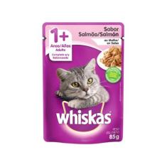 Ração Úmida Whiskas Sachê para Gatos Adultos Sabor Salmão ao Molho 85g