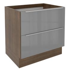 Balcão Madesa Lux 80 cm 2 Gavetas - Rustic/Cinza