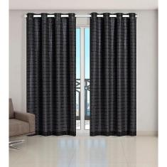Cortina Voil Xadrez Com Forro Blackout 5,00 X 2,80 Preto