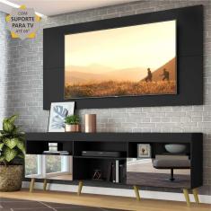 Rack c/ Painel e Suporte TV 65" c/ Espelho e Pés Retrô Flórida Multimóveis