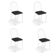 Conjunto com 4 Cadeiras de Cozinha Noruega Branco e Preto