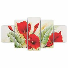 x4adesivos Quadro Decorativo Flor Copo de Leite Vermelho Floral