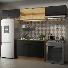 Cozinha Compacta Madesa Agata 280001 com Armário e Balcão - Rustic/preto